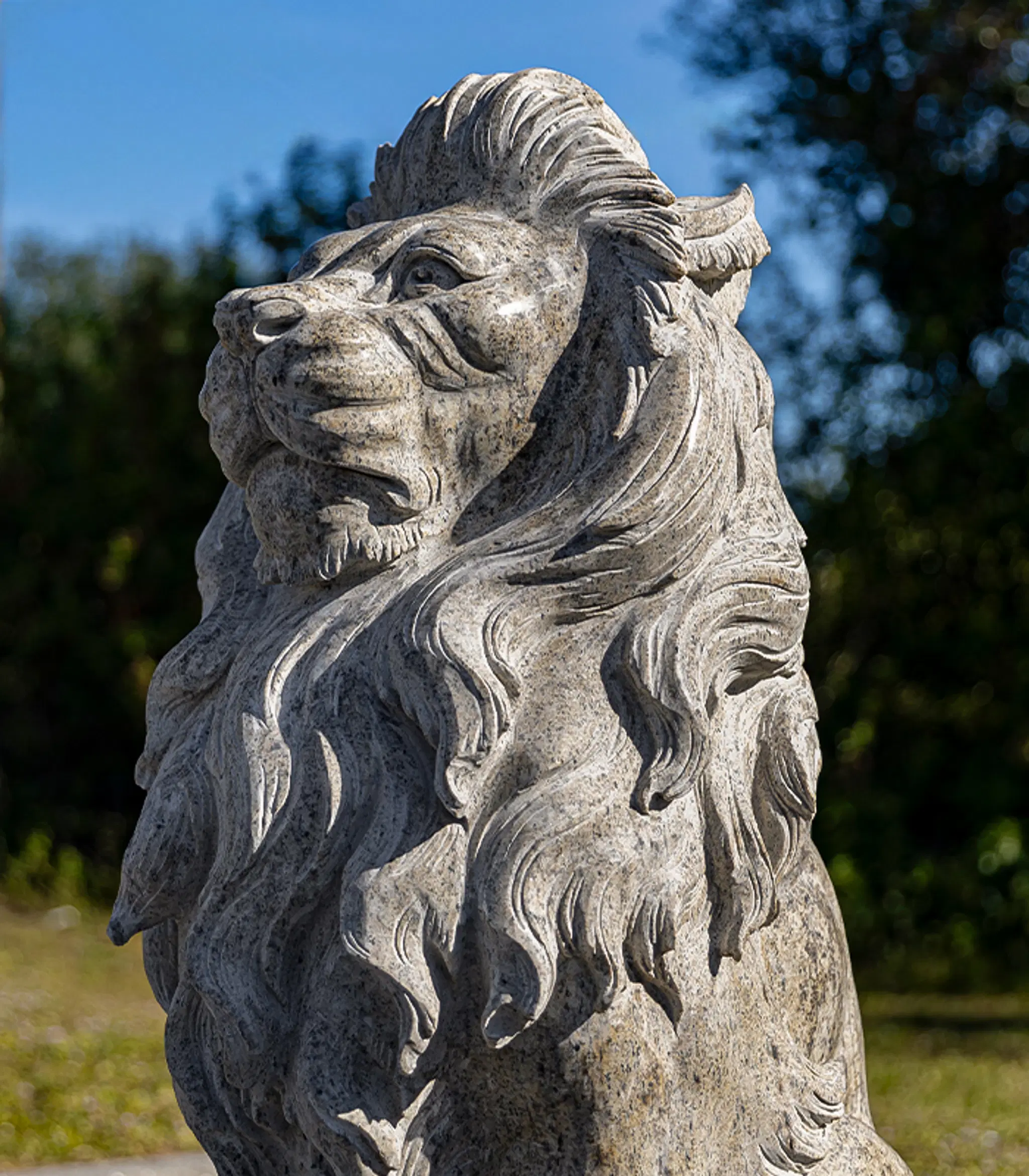 Tall Lion Statue Pair in Solid Granite - Fine's Gallery